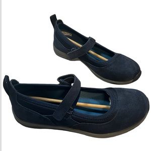 Lands End Women’s Everyday Mary Jane Blue Suede Comfy Slip Ons Size 6.5B